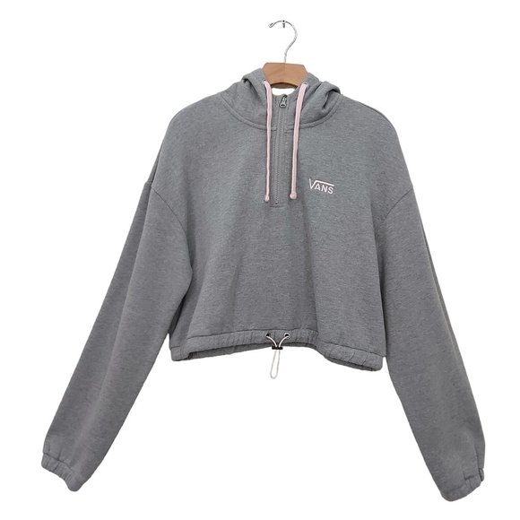 Vans Tops - Vans Vine Half Zip Crop Hoodie Womens Medium Long Sleeve Embroidered Logo Cozy